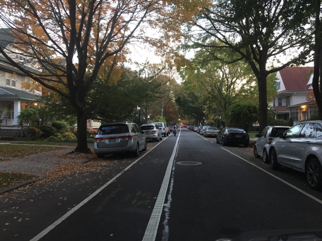Rugby Road bike lane. The paint does not protect. 